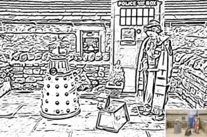 Dr Who and dalek colouring preview